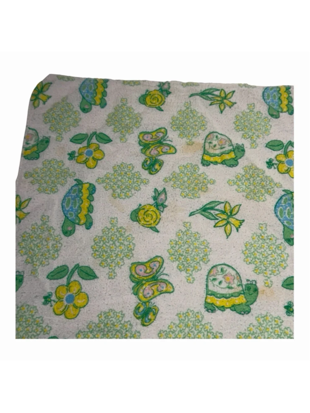 VTG Riegel Baby Security Blanket 23x27‎ Cotton Turtle Butterfly Floral USA READ